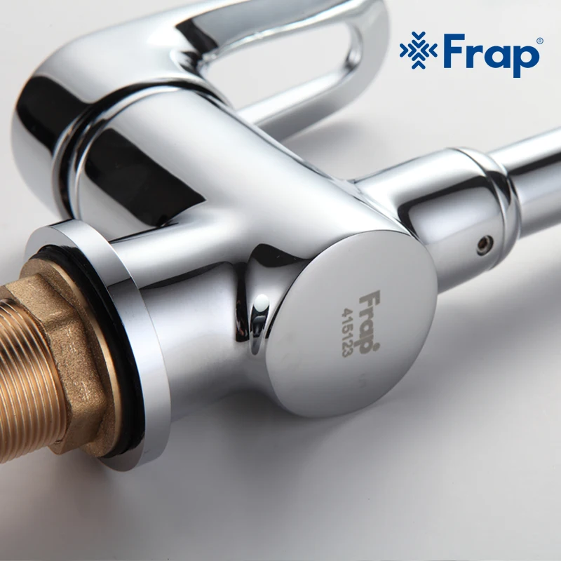 Латунный хромированный кухонный смеситель Frap с корпусом эргономичный вращение