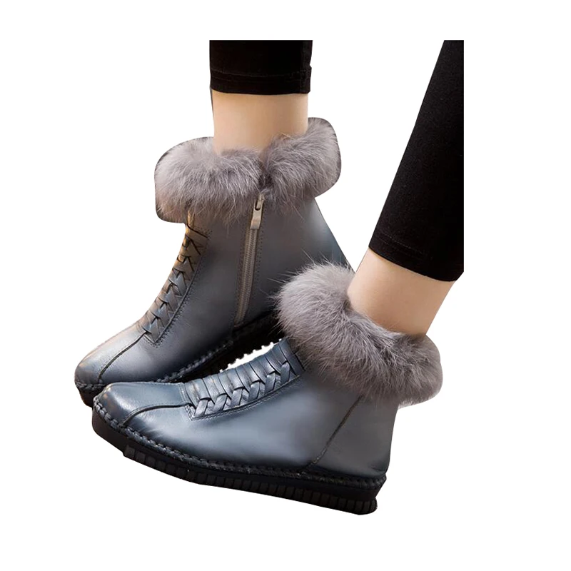 2019 г. женские ботинки из натуральной кожи зимние ботильоны на молнии платформе