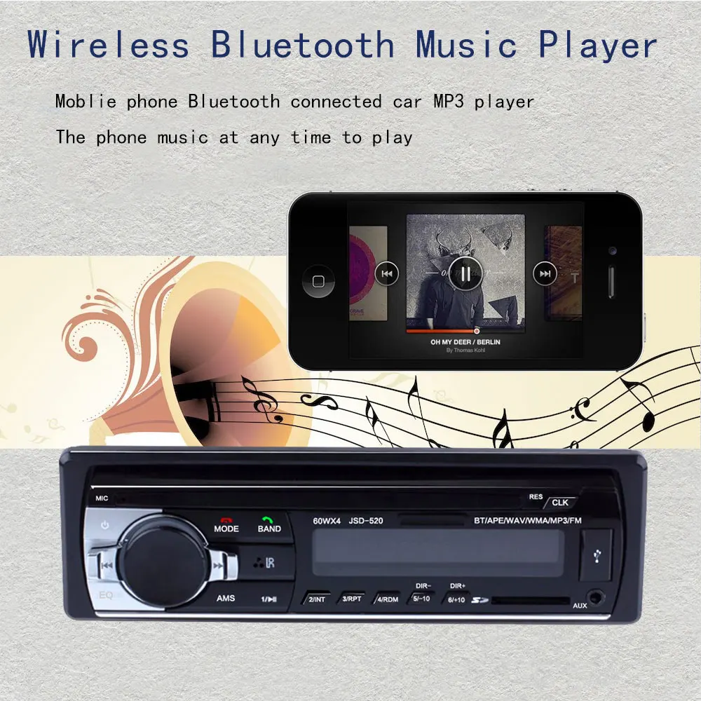 Горячая беспроводная Bluetooth MP3 музыкальный плеер AUX аудио вход USB память для автомобиля Высокое качество играть