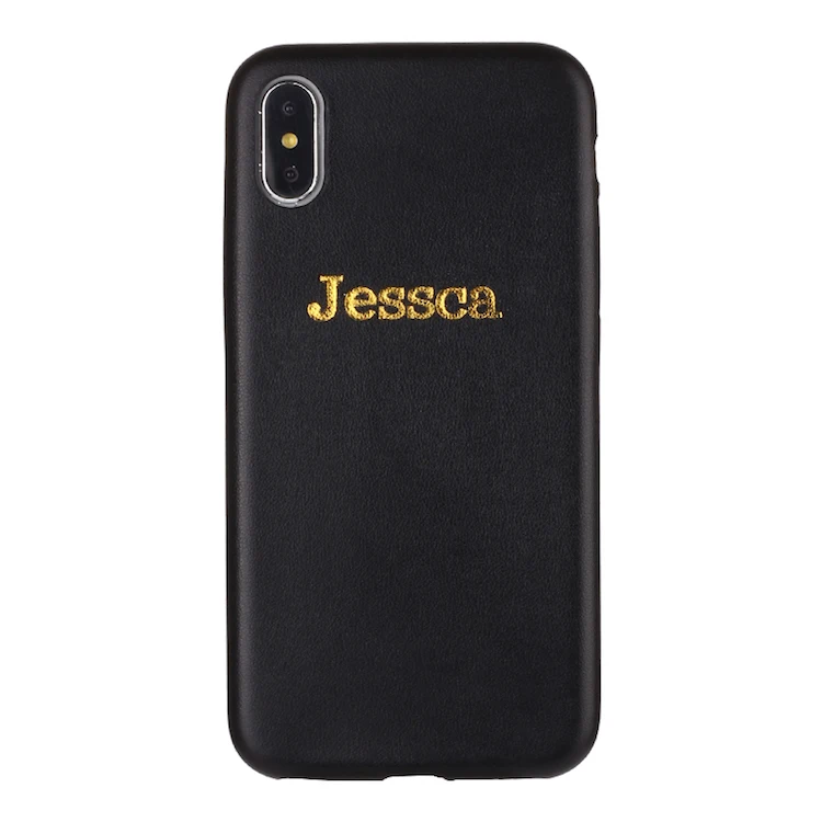 Gold-Black Leather Кожаный роскошный золотой серебряный индивидуальный текст с именем для iPhone 11 Pro X XR XS Max 6S 7 7Plus 8 8Plus чехол для телефона - Цвет: Gold-Black Leather