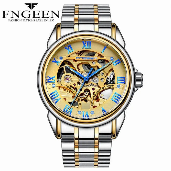 Fegeen Tourbillon часы для мужчин s автоматические часы для мужчин люксовый бренд известный Нержавеющая Сталь Механические часы Relogio Masculino - Цвет: sliver gold