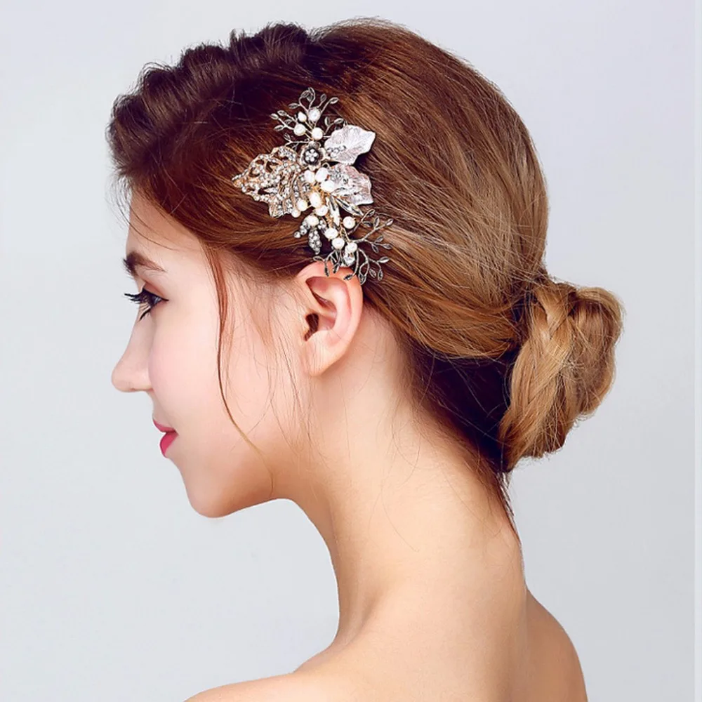 YAZILING Bride Hair Comb Crystal Rhinestone Flower Faux Pearl Wedding Bridal Hairpin | Украшения и аксессуары