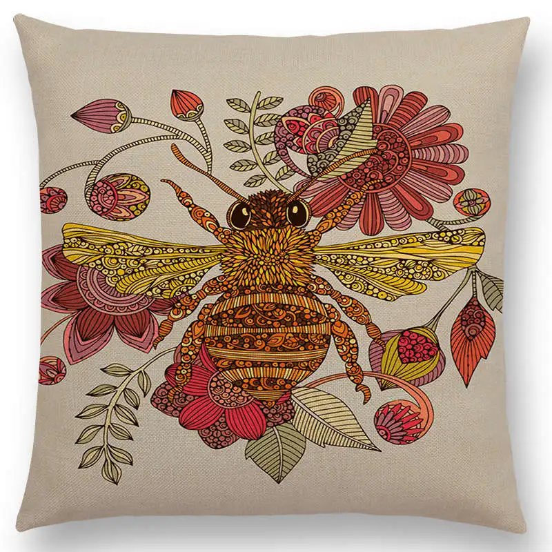 Декоративная подушка в индийском стиле мандалы цветочные животные олень слон