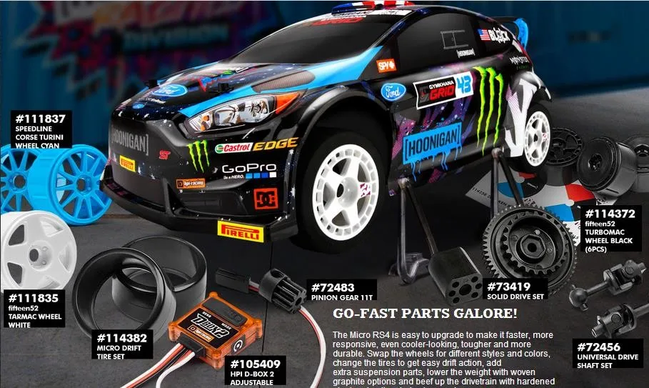 HPI RS4 MICRO RX43 КЕН БЛОК WR8 Ford Fiesta ST 1/18 RC РТР, HPI115387, 115387