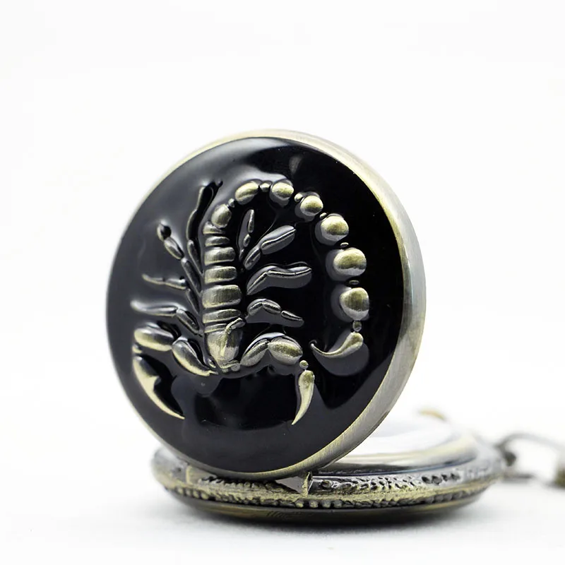 Лидер продаж уникальные модные кварцевые карманные часы в виде скорпиона для