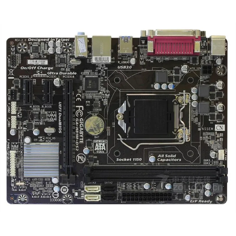 Для Gigabyte GA-H81M-DS2 оригинальная б/у рабочего стола материнской платы H81M-DS2 H81 LGA 1150 i3 i5