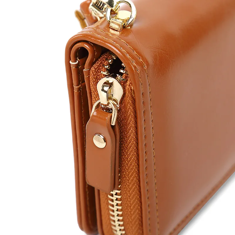 Женский кошелек с ремешком на руку кожаный Длинный отделением для карт и