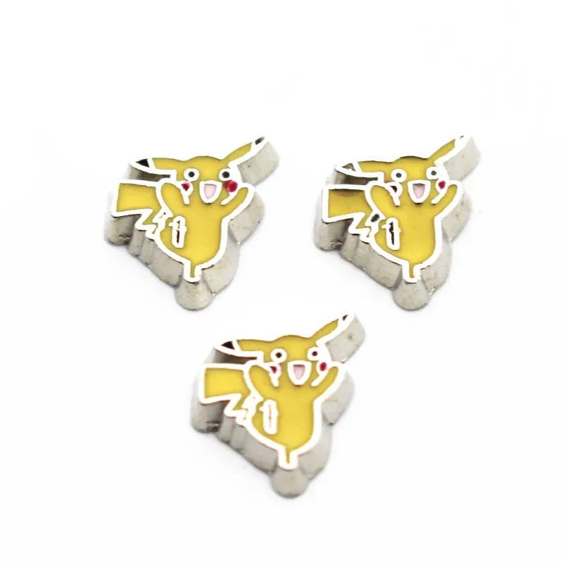 Металлические эмалированные плавающие медальоны Pokemon Pichu серебряные подвески