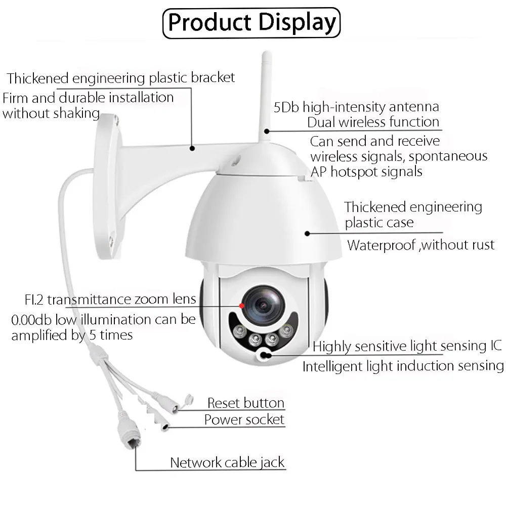 1080P PTZ IP камера наружная скоростная купольная беспроводная Wifi камера безопасности ИК Сеть видеонаблюдения XMEye ONVIF P2P для HD NVR