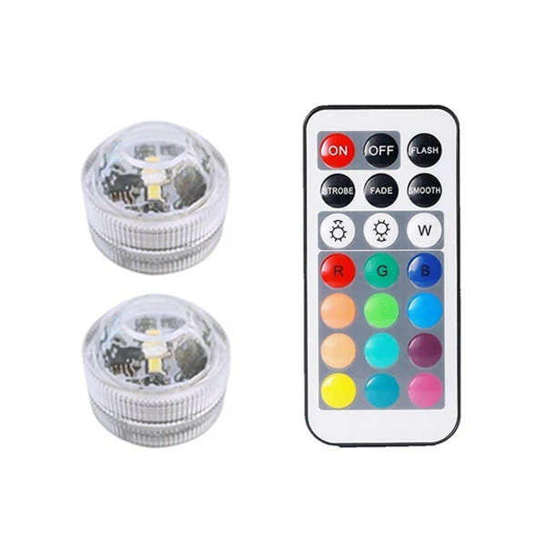 2lamp 1controller Xsky RGB погружной светодиодный подводный светильник на батарейках, ночник, чайный светильник s для вазы, чаши, вечерние, свадебные, праздничные украшения - Испускаемый цвет: 2lamp 1controller