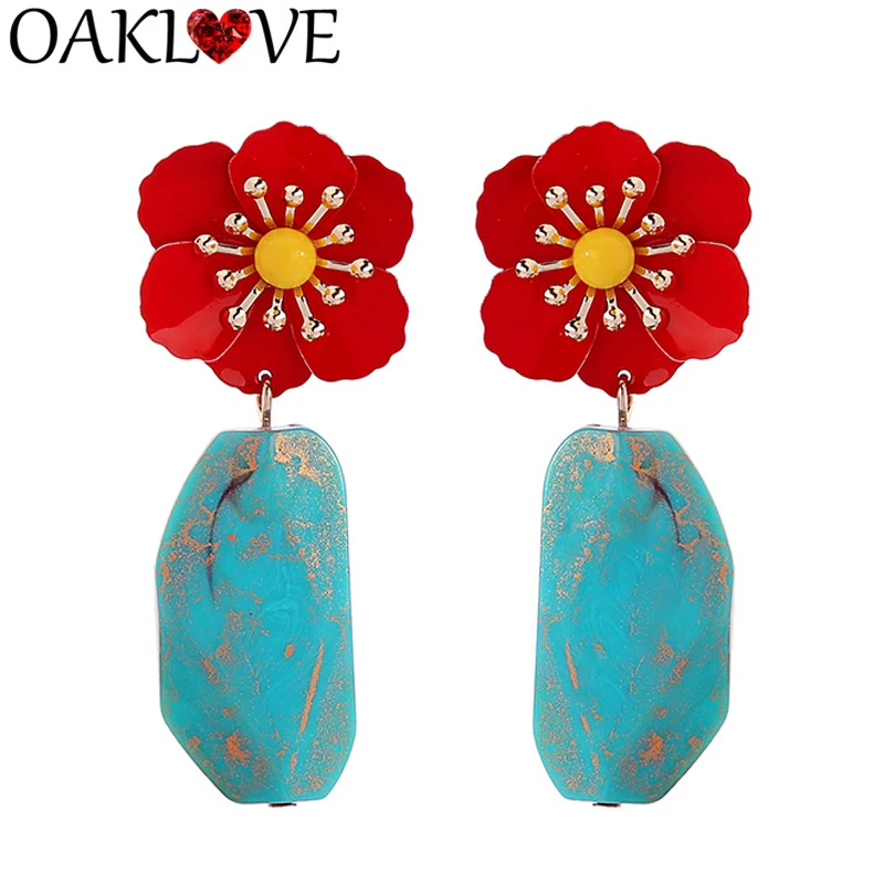 Свежие цветочные серьги геометрические нерегулярные акриловые для женские