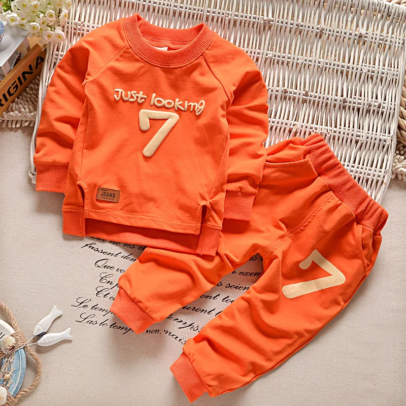 Kids Clothes for Girls Boys Clothing Baby Girl SetsSummer Long Sleeve Sweaters+Pants Letter 7 Children suits 2pc Set |