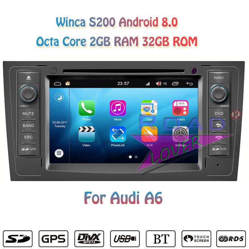 Автомобильный DVD плеер Winca S200 Android 8 0 для Audi A6 стерео GPS навигация двойной Din