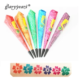 1 шт. пасты индийской хны ля тату, 6 цветов, боди-арт для женского тела, рисунки на теле натуральным растительным пигментом, паста из хны, конус для мехенди