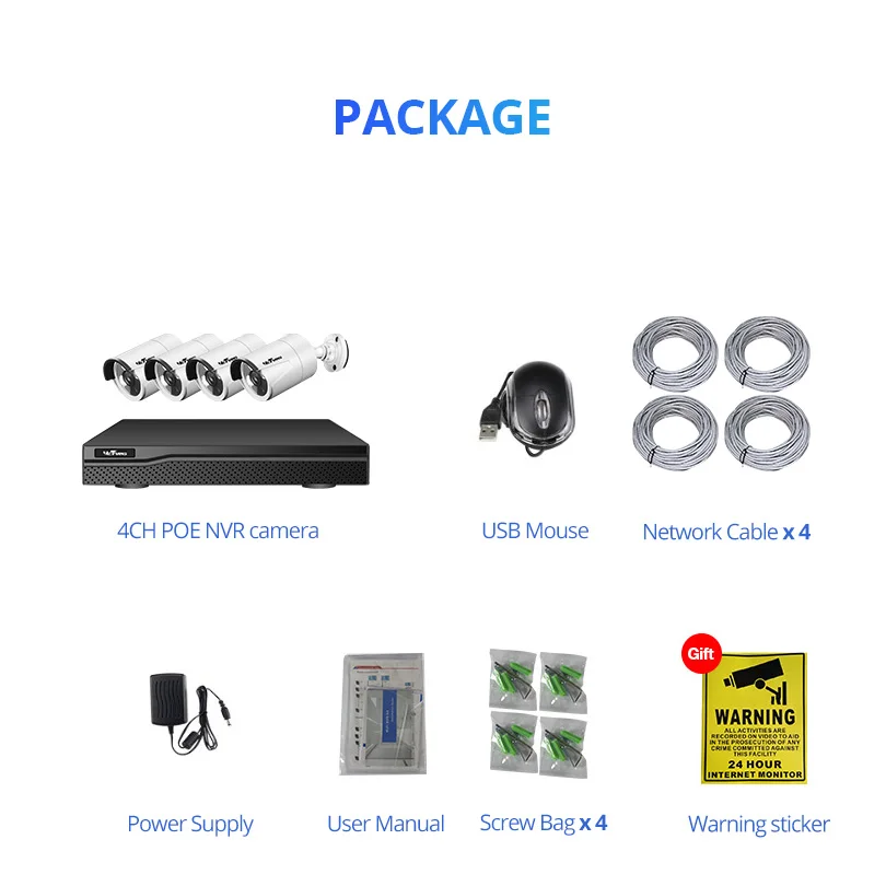 Wetrans система безопасности POE 1080P IP камера 4CH NVR комплект CCTV 2MP открытый ночное