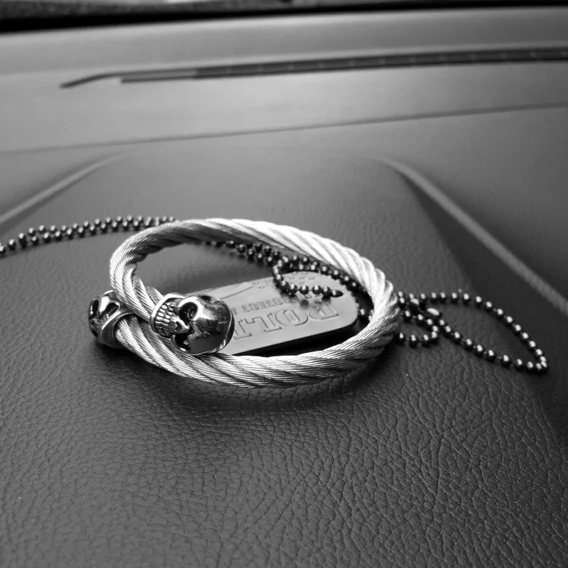 Мужской браслет/нержавеющая сталь/Череп/браслеты Homme манжеты эластичный