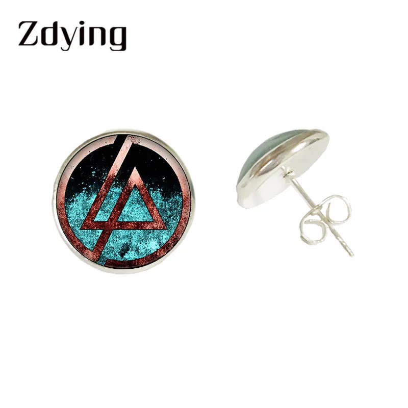 ZDYING Rock Linkin Park серьги-гвоздики логотип музыкальной группы узор стекло кабошон серьги золото/серебро/нержавеющая сталь Ювелирные изделия LK001 - Окраска металла: LK006