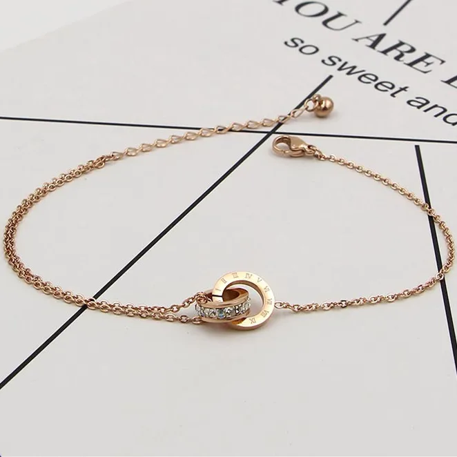 Martick европейский бренд двойные круги цепочка на щиколотке с прозрачными