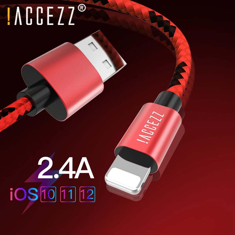 ! Кабель USB ACCEZZ нейлоновый для iPhone X XS MAX XR 8 7 6S Plus 2 4 А|Кабели мобильных телефонов| |