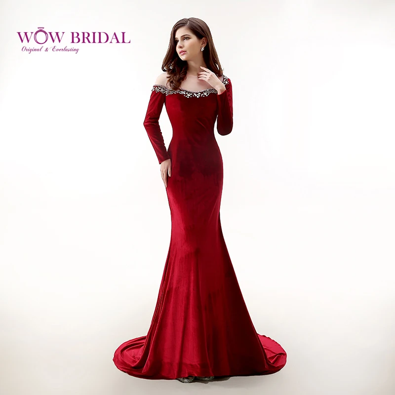 Элегантное бархатное вечернее платье Wowbridal 2021 прозрачное велюровое Русалка с