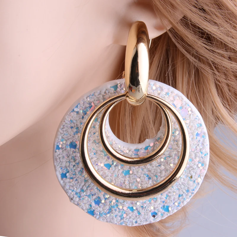 Серьги NeeFu WoFu для женщин Крупные круглые висячие серьги из цинкового сплава со