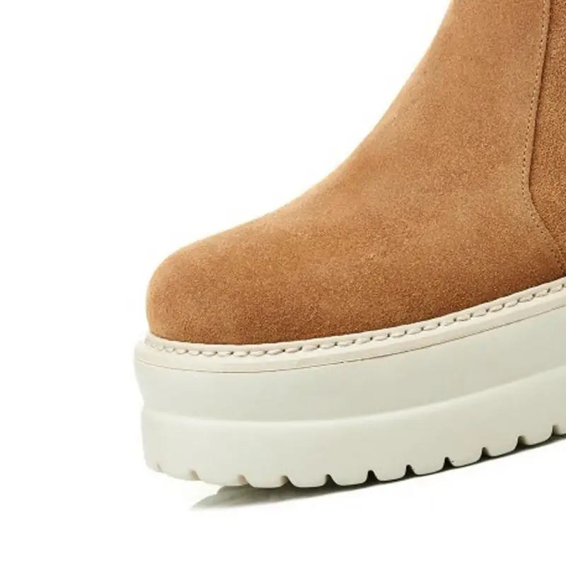 ZALAVOR/Модные женские ботинки из натуральной кожи и нубука теплые зимние без