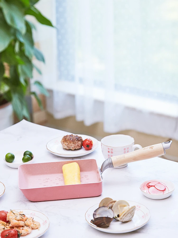 

Japanese sakura non-stick frying pan steak pan cherry blossom tamagoyaki pot gas induction cooker pink griddle grill egg pan