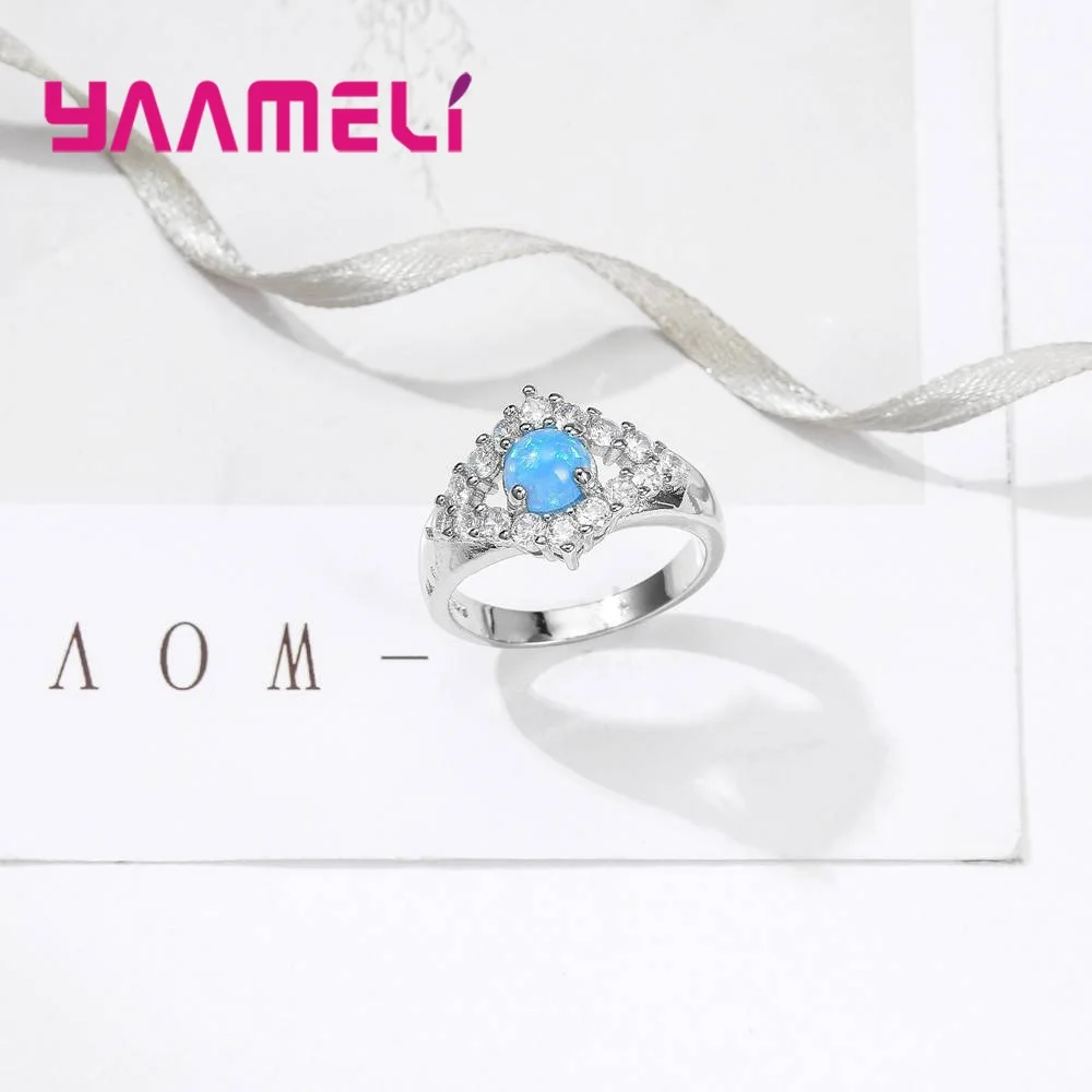 Классический женский подарок с голубым опалом чистое серебро 925 пробы аксессуары