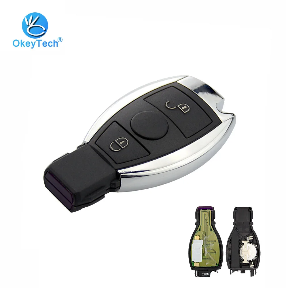 

OkeyTech for Benz Remote Control Key 315/433Mhz Smart Key Fob 2 Button for Mercedes Benz Support NEC/BGA with Insert Small Blade