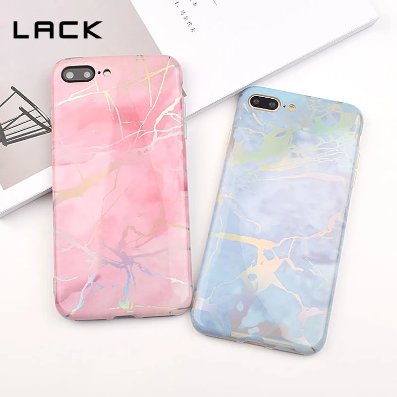 LACK Fashion Laser Marble Texture Phone Case For iphone 6 6S 7 8 Plus Soft IMD Mobile Back Cover Coque Funda |