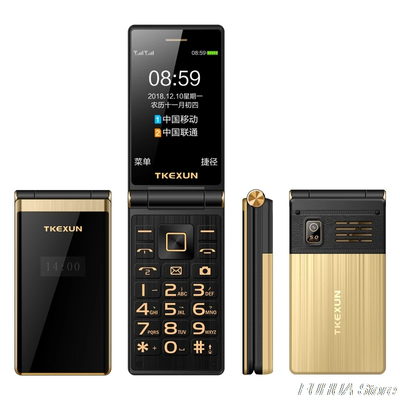 TKEXUN M2 PLUS 3G WCDMA флип телефон 3 0 ''большой ключ шрифт сенсорный экран мобильный с
