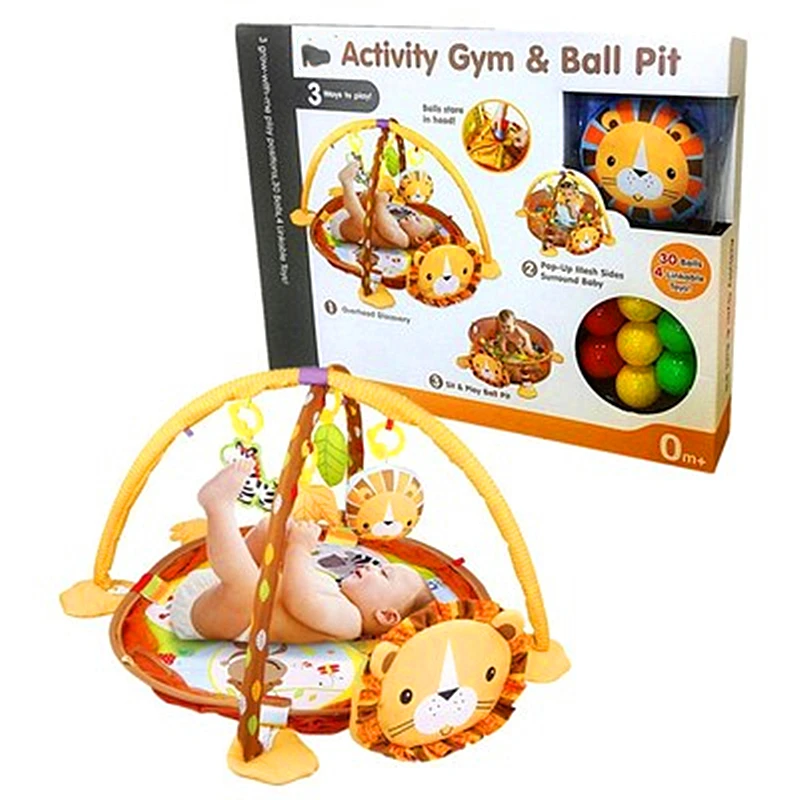Baby Play Mat 3 In 1 Baby Play Mat Round Lion Turtle Crawling Blanket Infant Game Pad Play Rug Kids Activity Mat Gym Folding - Цвет: with box