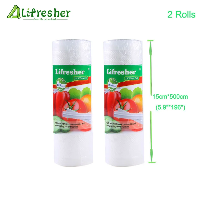 Lifresher, вакуумный упаковщик, пакеты для хранения еды, вакуумные пакеты для еды, вакуумные мешки в рулоне 12, 15, 17, 20, 25, 28 см* 500 см, 2 рулона, Прямая поставка