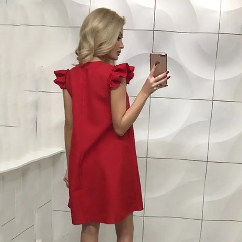 2019 Летняя мода новое женское прямое платье повседневное с круглым вырезом без