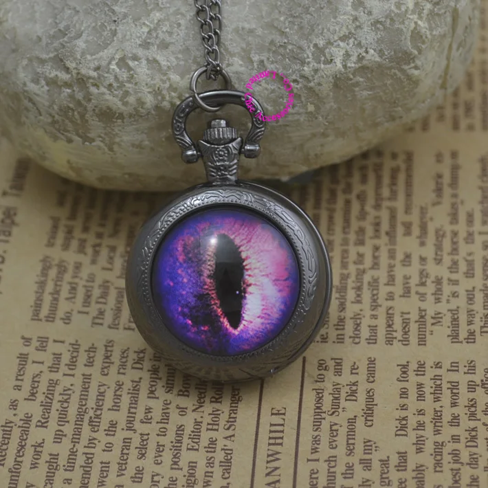 Модные красные синие зеленые карманные часы drgon глаз ожерелье Женские на цепочке