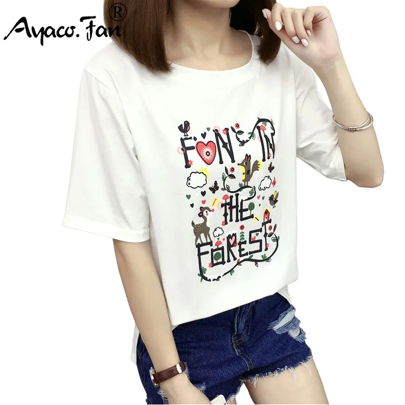 

2019 Summer New Women T-Shirt VOGUE Letter Print T-shirts for Girls Students Casual Short Sleeve Tee Female Tops Camisetas Mujer