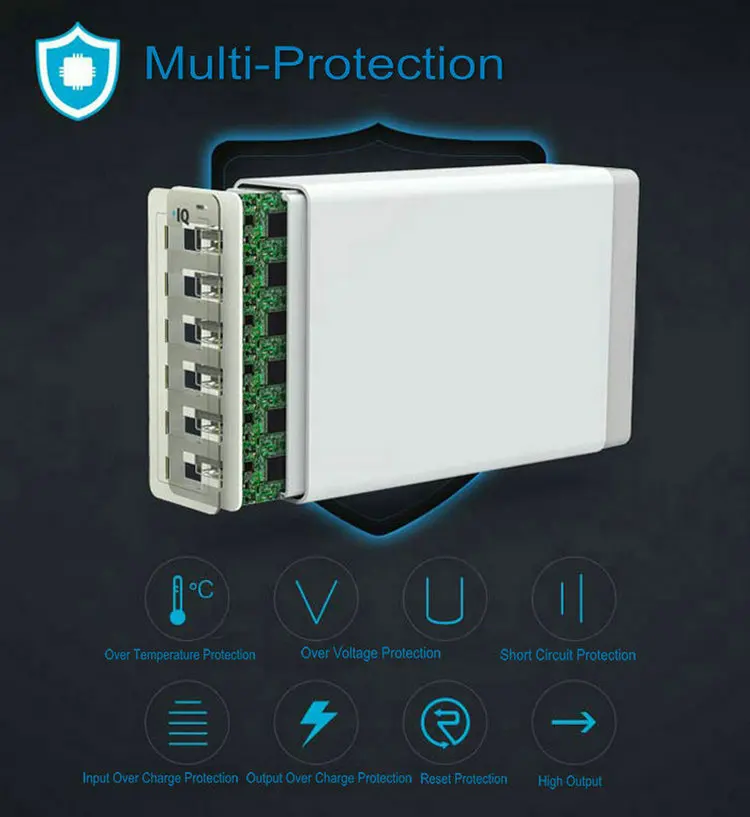 6 портов Cargador USB несколько USB зарядное устройство адаптер интеллектуальная USB Настольная зарядка Movil Быстрая зарядка 5 в 10 А макс для xiaomi
