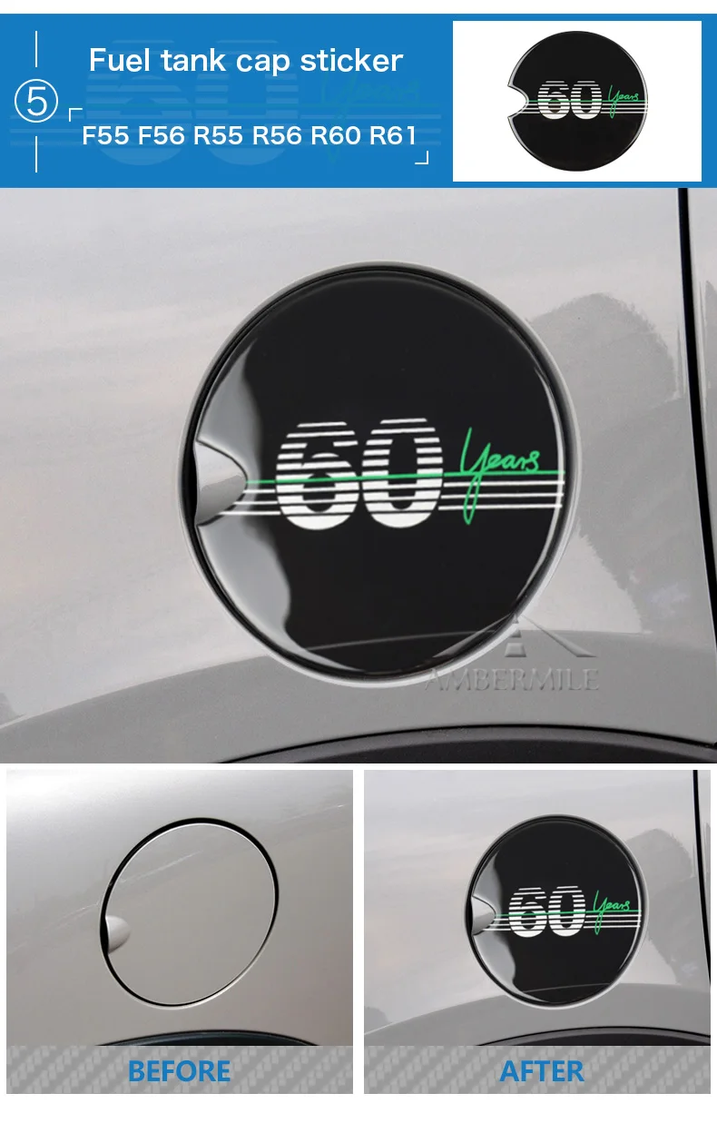 60th Юбилей для Mini Cooper F55 F56 F60 R61 R56 аксессуары F56 мини F60 F54 R60 для F60 Countryman R60 R61 F56 R61 Стикеры