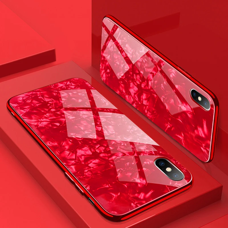 Роскошный стеклянный чехол RZP для телефона бампер iPhone X 6 s 7 8 Plus закаленное стекло +