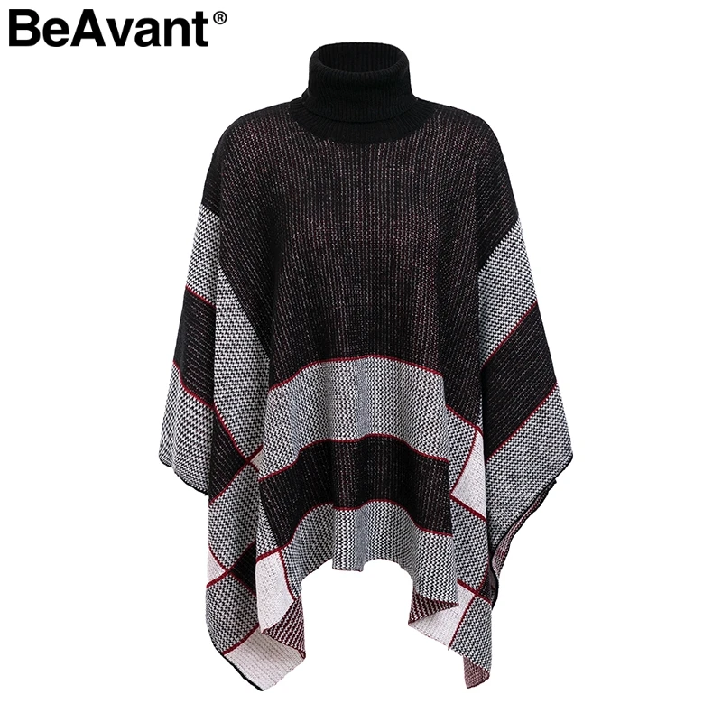 BeAvant Turtleneck cloak knitted sweater shrug female Oversize loose long pullover women jumper 2018 Winter tricot pull femme | Женская