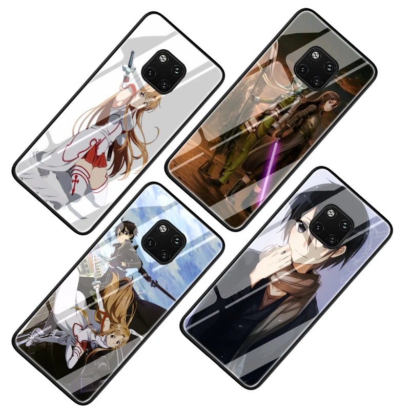Sword Art онлайн САО японское аниме закаленное стекло чехол для телефона huawei 7A 8X9 10 P10 P20 P30 mate 20 Lite Pro Y6 Y9 P Smart