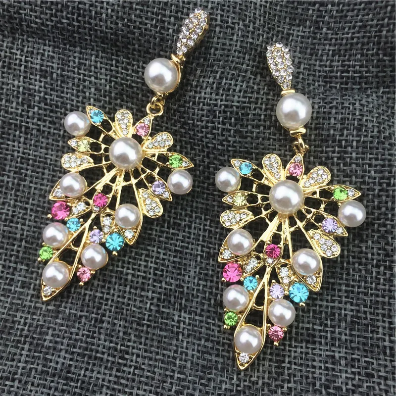 

Nickel Free Crystal Simulated Pearl Bridal Dangle Earrings Fashion Jewelry Drop Earrings Vintage Statement Earrings For Women