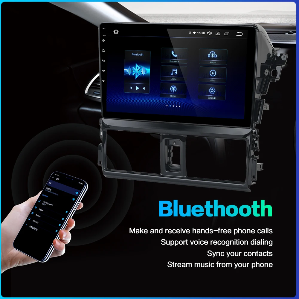 Мультимедийная магнитола fonnt 10 2 дюйма IPS 1 din Android 9 0 для Toyota Yaris 2013 2014 2015 2016 USB 4 Гб ОЗУ