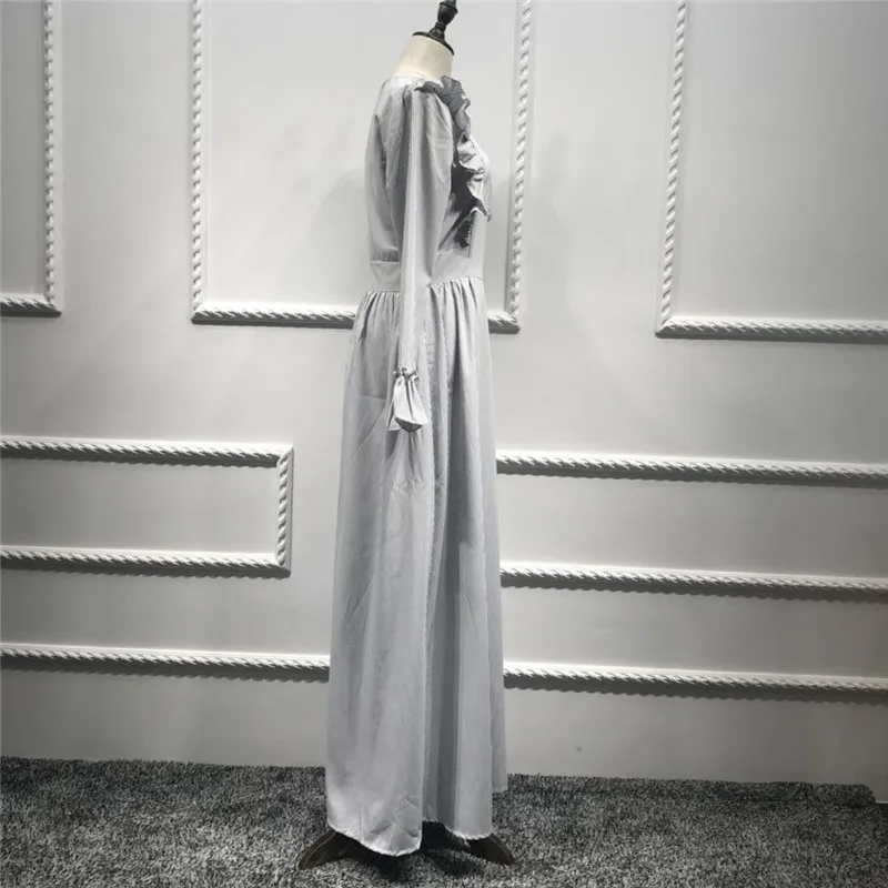 Caftan Marocain Abayas мусульманское платье женское с оборками Рамадан мусульманская
