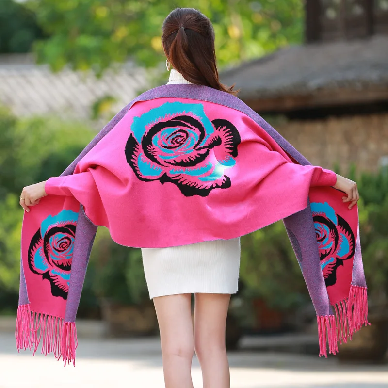 200*70 см кашемировая шаль Цветочный плащ модная новинка Женский утолщенный супер