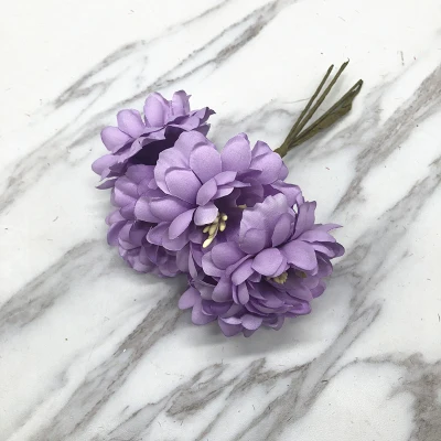 purple HINDJEF тычинки diy имитация шелка цветок розы Подсолнух букет ручной работы искусственный цветок голова гирлянда корсаж - Цвет: purple