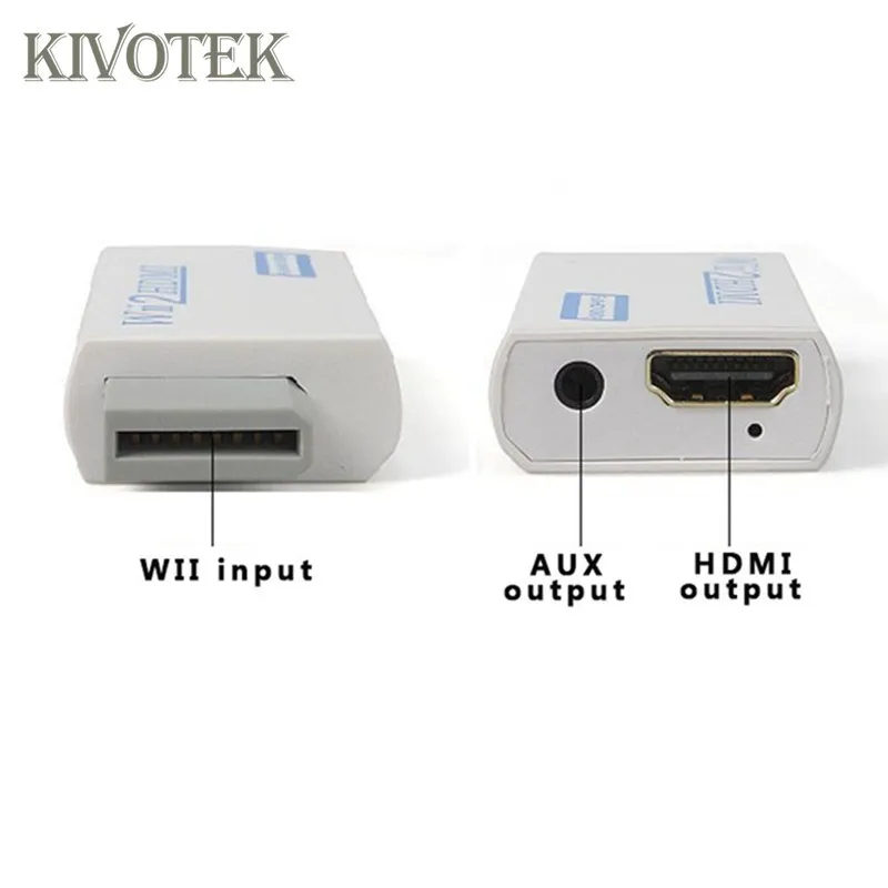 KIVOTEK wii в HDMI конвертер 2 скалер 1080 P 3 5 мм аудио разъем выход для ТВ игры Аксессуары