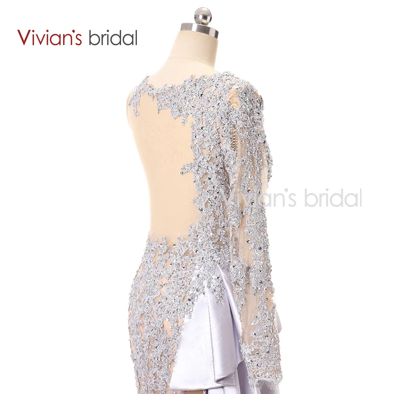 Vivian's Bridal платье на одно плечо с длинным рукавом кружевное вечернее русалки