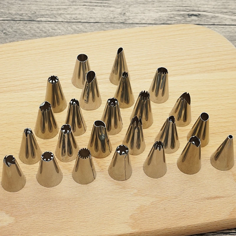 

24Pcs/lot Cake Decorating Tools Stainless Steel Cake Icing Piping Nozzles Reusable Baking Tools Pastry Nozzles Kitchen Storages