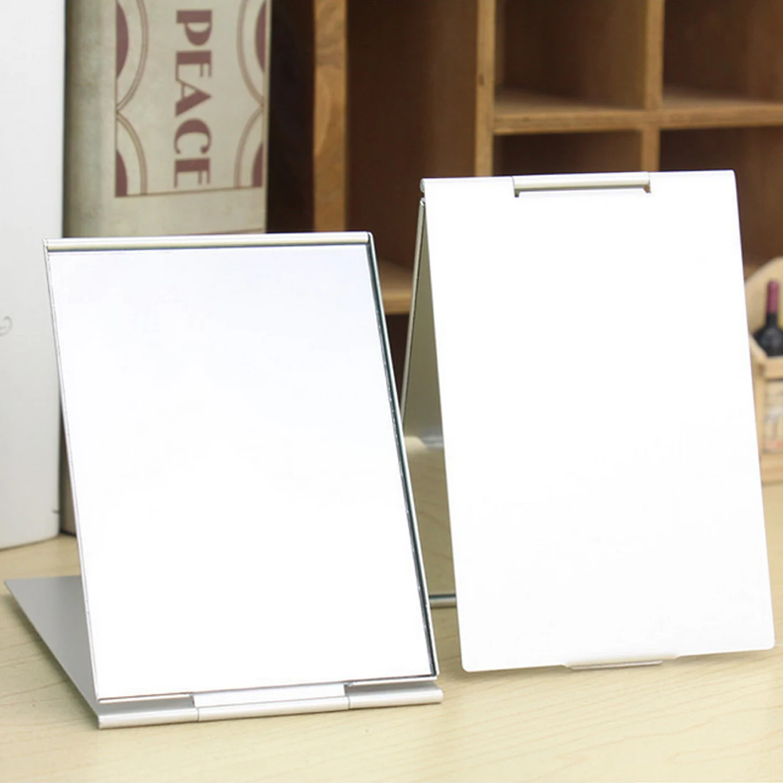 New Aluminum Ultra-thin Make Up Mirror Pocket Cosmetic Rectangle Makeup Mirrors Foldable Silver | Красота и здоровье
